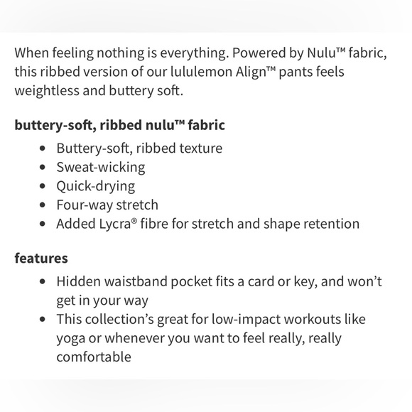 Lululemon Align Ribbed High-Rise Pant 25"
Cayenne red orange fall autumn - Picture 12 of 12